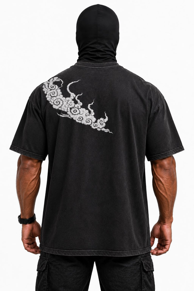Outlast X One Piece black oversized tee, back view